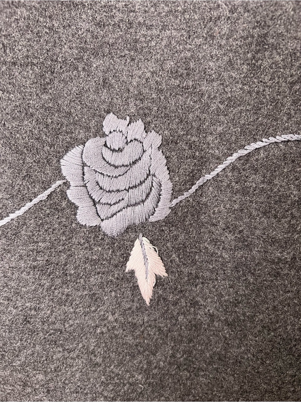 Vintage Dolce & Gabbana Charcoal Gray Midi Skirt with Floral Embroidery - Picture 7 of 7